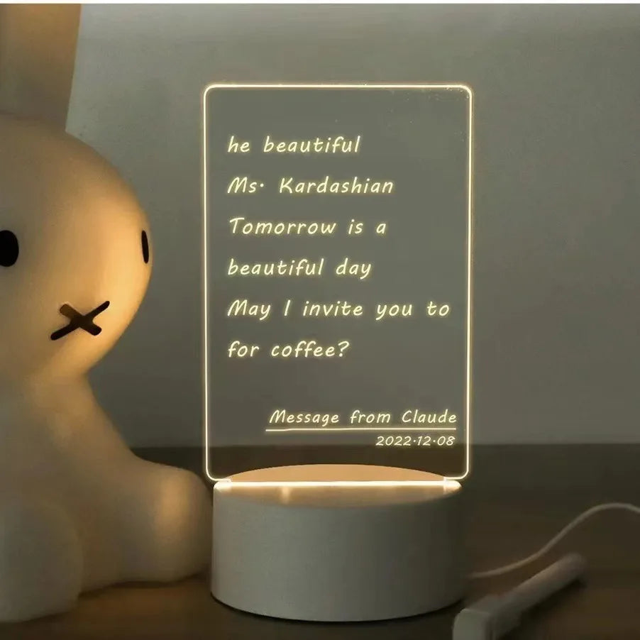 Creative LED Message Board Night Light - USB Doodle Lamp for Kids, A Fun Valentine's Day Gift