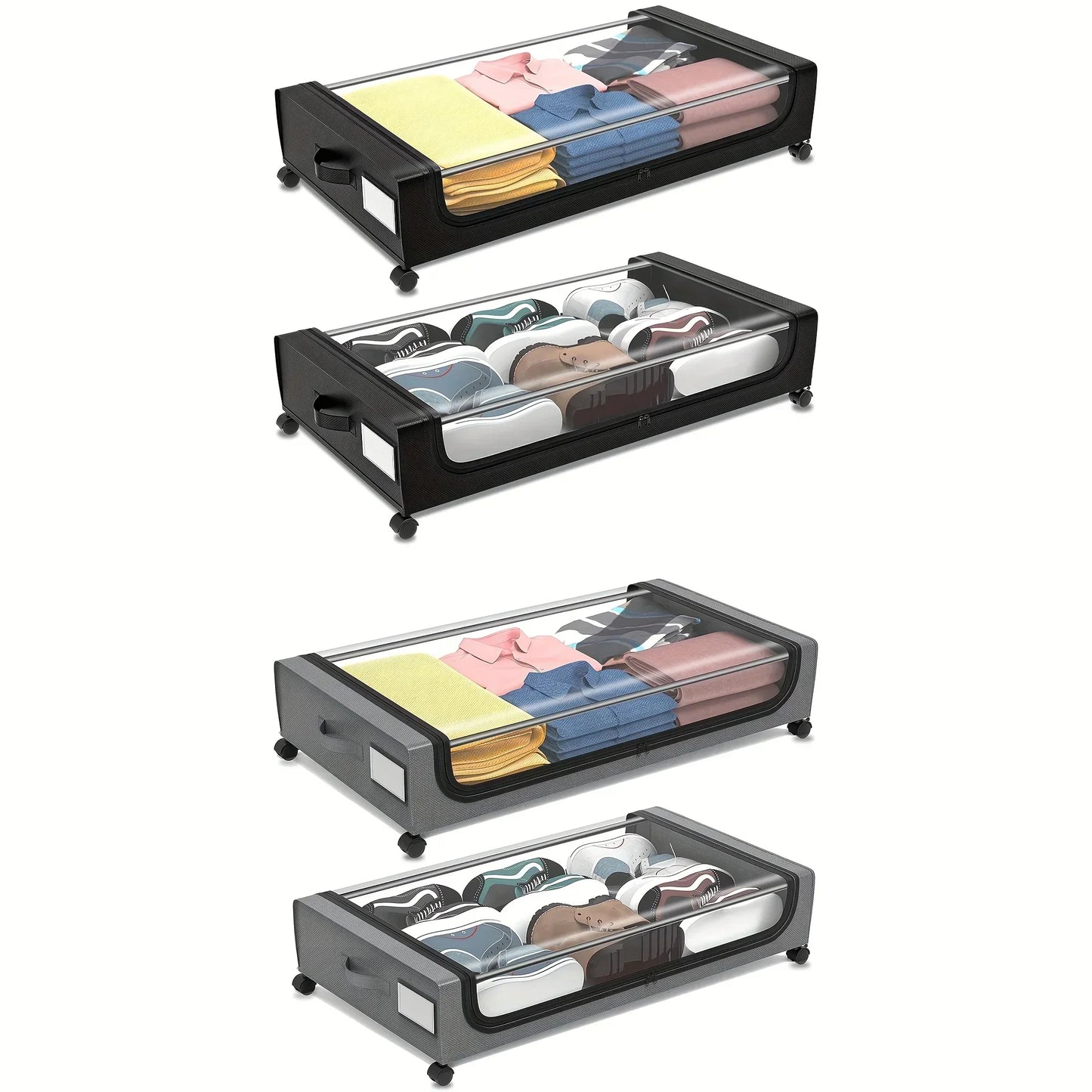 Underbed Storage Container With Wheels And Lid Pull Out Organizer Dorm Bedroom Back To School 2025 Space Saving