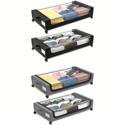 Underbed Storage Container With Wheels And Lid Pull Out Organizer Dorm Bedroom Back To School 2025 Space Saving