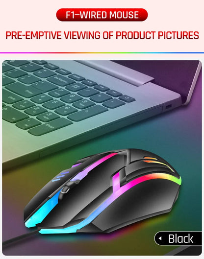 Wired RGB Gaming Mouse 3 Button USB Precision Office