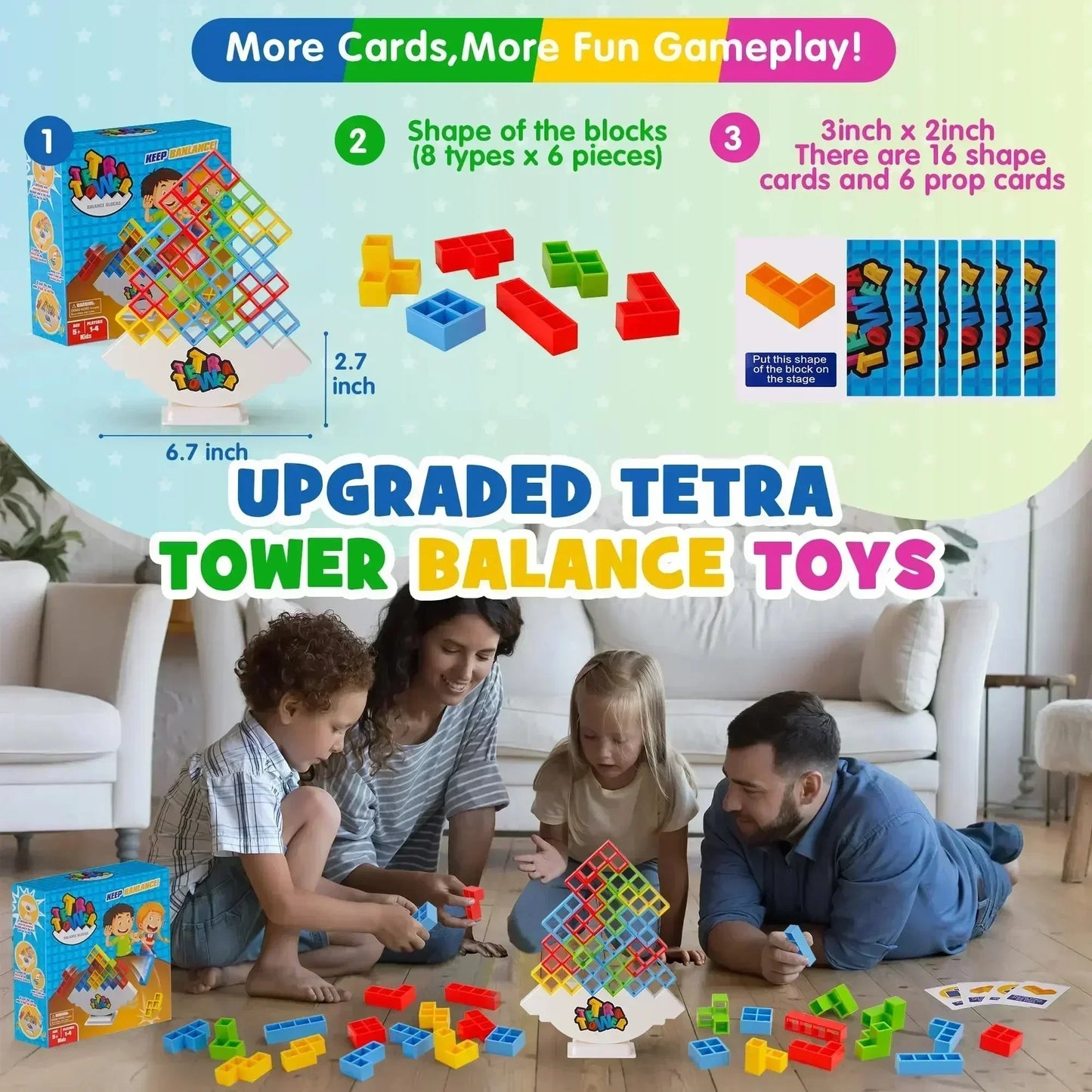 Colorful Balance Stacking Game - Fun Tetra Tower Puzzle for Kids & Adults, Perfect for Family Game Night & Gifts