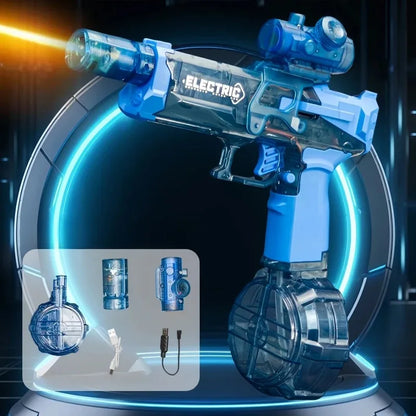 Electric Water Gun Self-Priming Pulse Blaster Kids Toy Summer 2025 Large Capacity Tank LED Lights