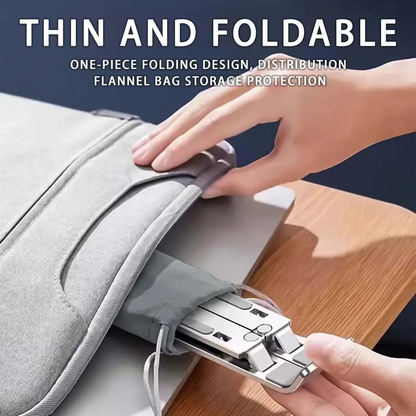 Portable Adjustable Aluminum Laptop Stand with Accessories - 6-Level Height, Anti-Slip Design, Enhanced Ventilation for 8-16" Laptops