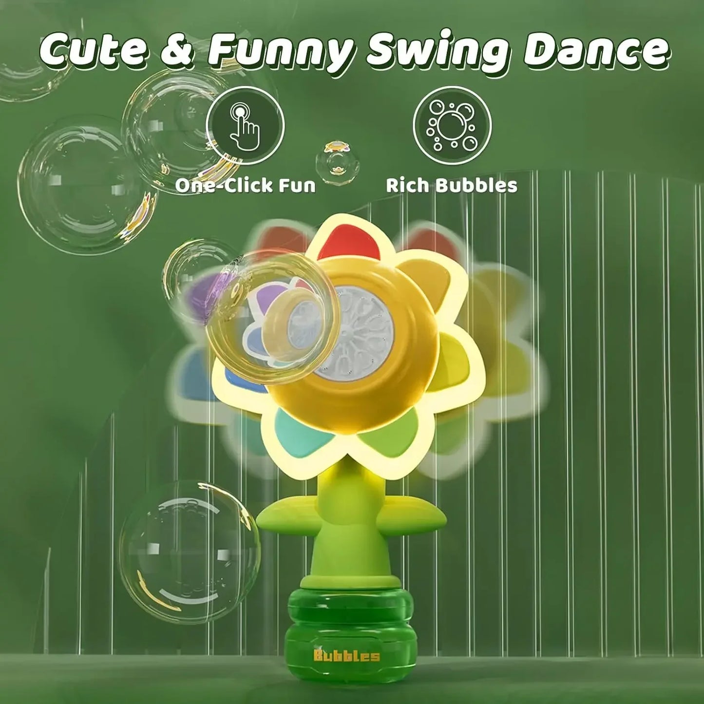 Bubble Machine for Kids Sunflower Design 3-Speed Portable Bubble Blower Toy for Parties