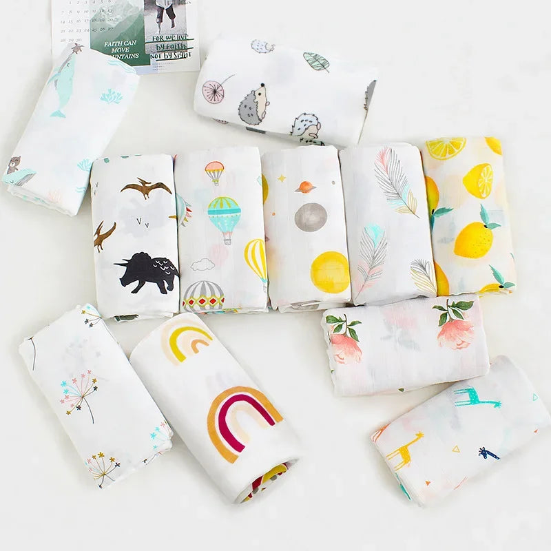 Bamboo Muslin Swaddle Blanket 120x120 Cm Floral Newborn Bedding Fall 2025 Breathable Eco Friendly Baby Gift