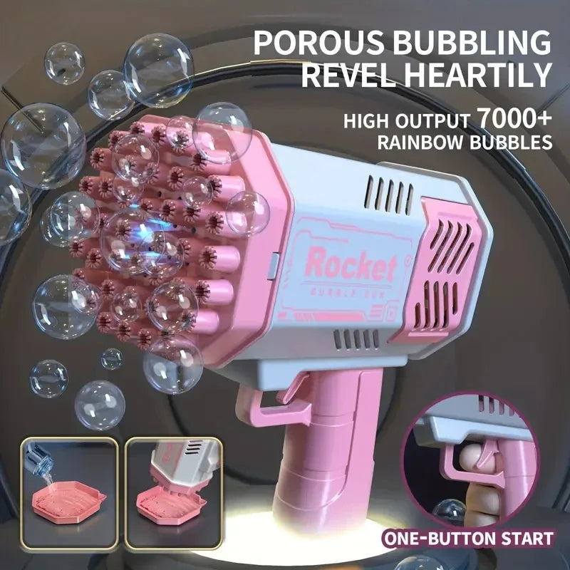 Electric 40-Hole Bubble Blaster Toy - Handheld Outdoor Fun for Kids, No Batteries or Bubble Solution Needed