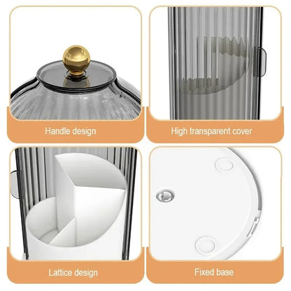 Rotatable Cosmetic Organiser - Transparent Dustproof Makeup Holder for Brushes & Lipsticks