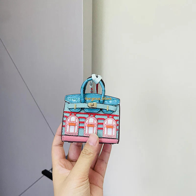 Birkin Inspired Mini Hand Bag - Platinum Bag Charm