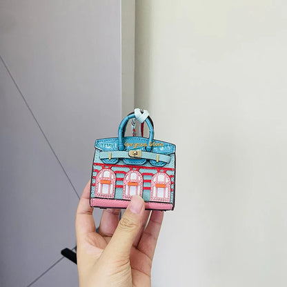 Birkin Inspired Mini Hand Bag - Platinum Bag Charm