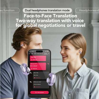 Wireless Earbuds Open-Ear Translation Earphones Real-Time Language Translate 135 Languages For Travel, Office Fall 2026