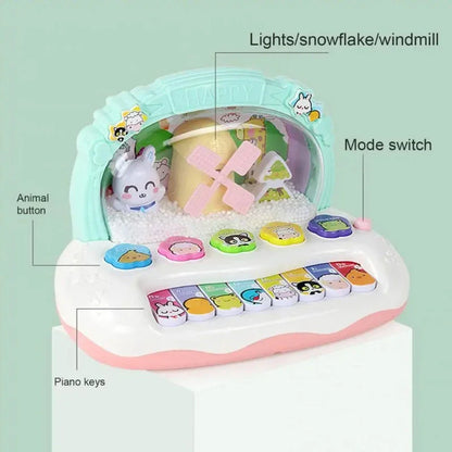 Kids Cartoon Electronic Piano with Animal Sounds and Lights - Educational Musical Instrument Toy for Ages 3+, Perfect Birthday Gift