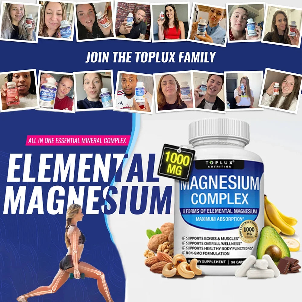 Magnesium Complex 1000mg Supplement - Fall 2026 Wellness Trend - Sleep Support And Muscle Relaxation