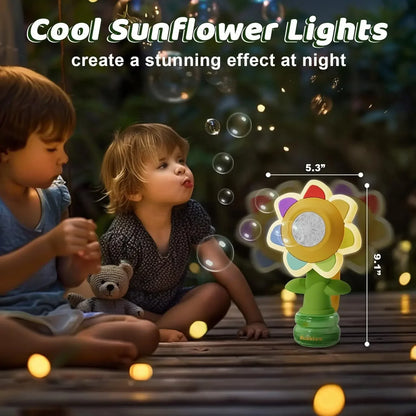 Bubble Machine for Kids Sunflower Design 3-Speed Portable Bubble Blower Toy for Parties