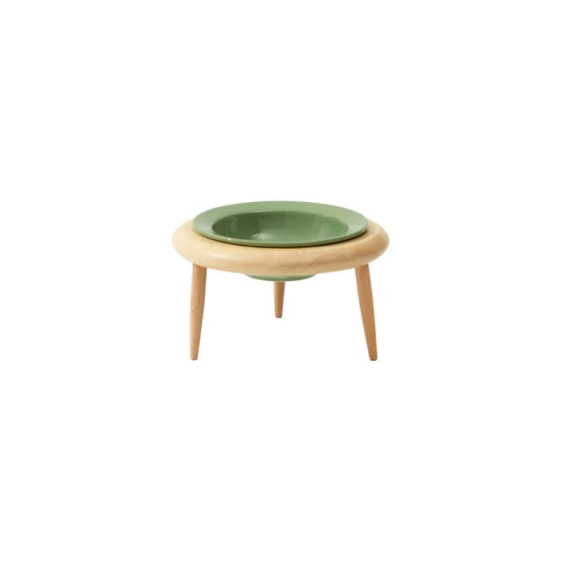 Cat Ceramic Bowl Set Height Adjustable Elevated Wooden Stand Double Food Water Bowls Fall 2025 Mess Free Feeding