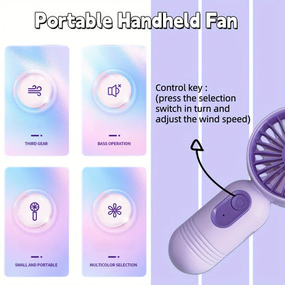 Mini Portable Handheld Fan - USB Charging, 3-Speed Small Fan for Office, Outdoor Travel and Camping