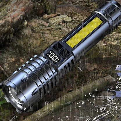 High Power LED Flashlight - TYPE-C Rechargeable Torch for Camping and Hiking, Waterproof with Side Light