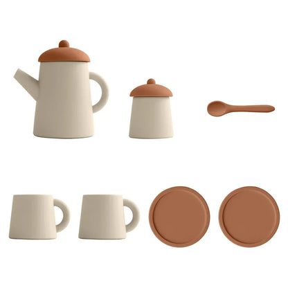 Miniature Tea Set Soft Silicone Pretend Play Tableware Kids Toy Back To School 2025 Imaginative Play Gift