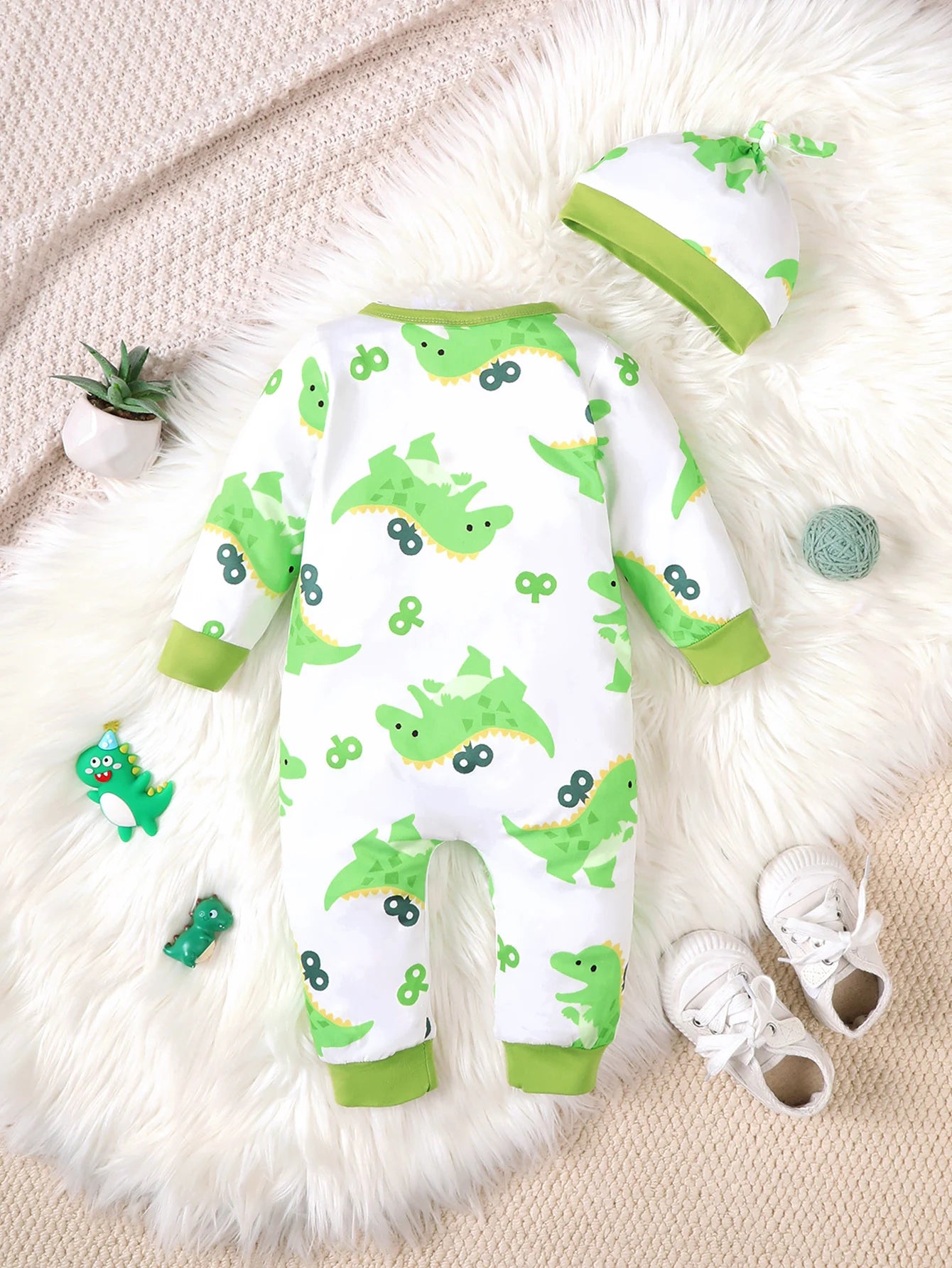 Additional gallery view 23 of baby boys bear print button-up winter romper