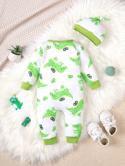 Additional gallery view 23 of baby boys bear print button-up winter romper