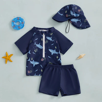 Zip-up detail on baby boys short-sleeve rash guard top