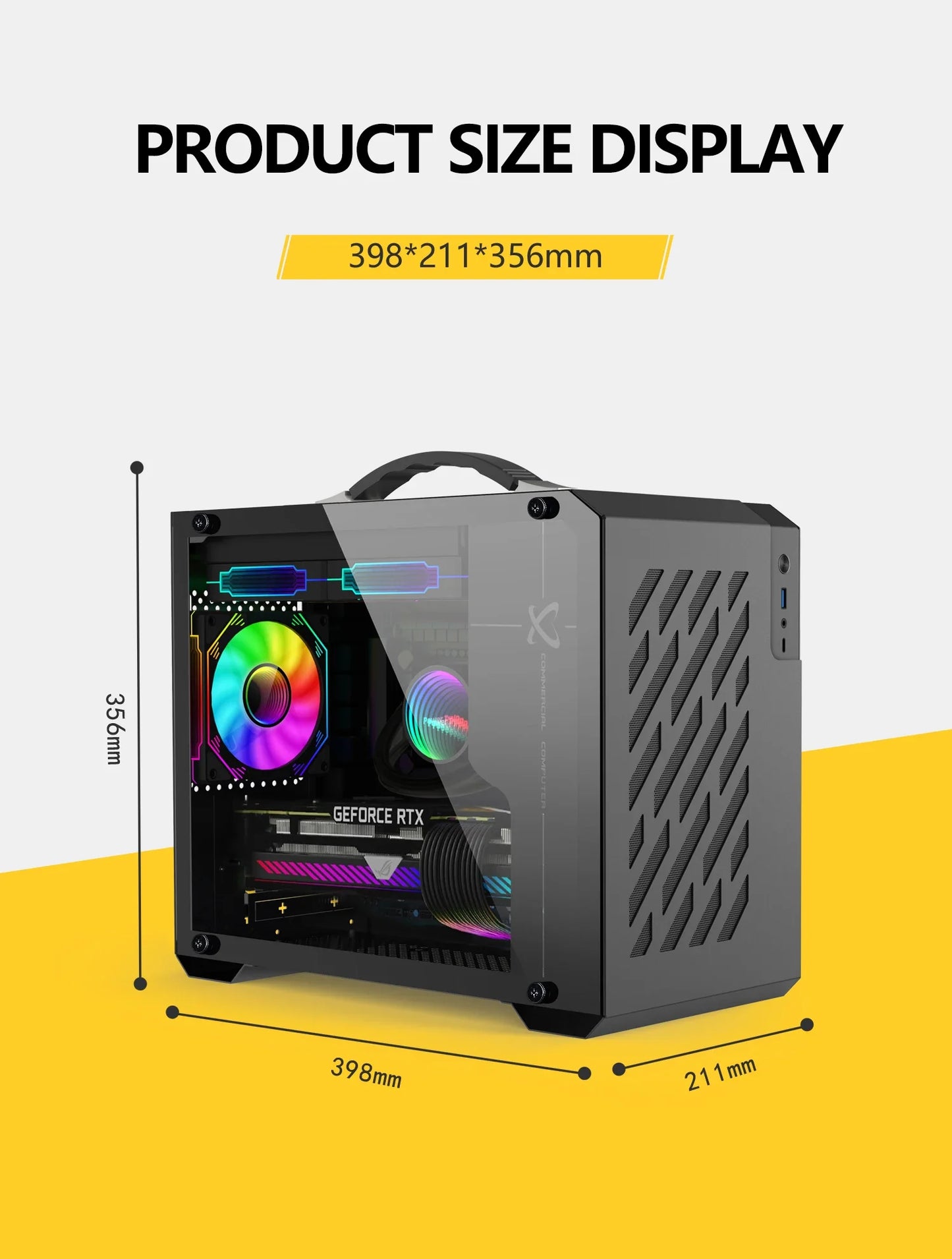 Mini ITX Case Glass Side 240mm Watercooling Portable