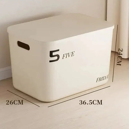 Beige PP Ins Style Storage Box with Lid - Home Organizers for Dustproof Clothing & Toys