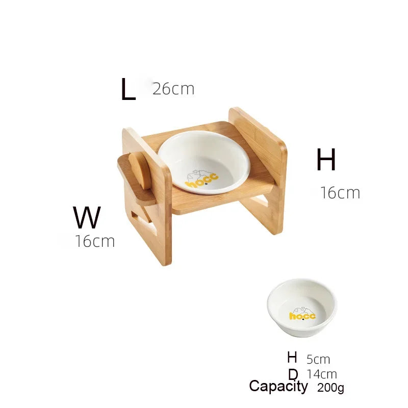 Dog Bowl Stand Adjustable Bamboo Elevated Feeder, Wooden Pet Bowl Holder Fall 2025 Ergonomic Neck Care