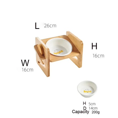 Dog Bowl Stand Adjustable Bamboo Elevated Feeder, Wooden Pet Bowl Holder Fall 2025 Ergonomic Neck Care