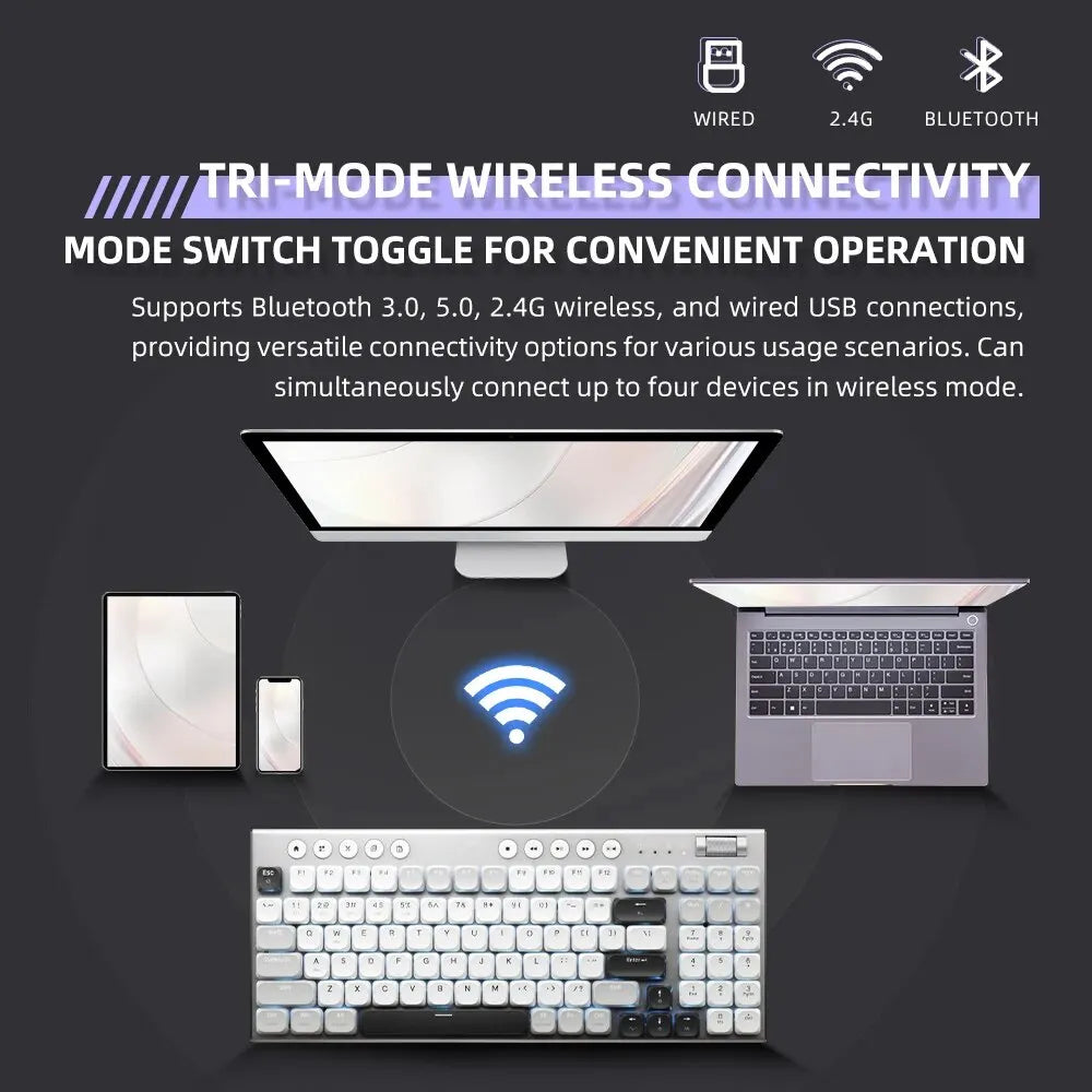 Wireless Low Profile Mechanical Keyboard 98 Keys PBT