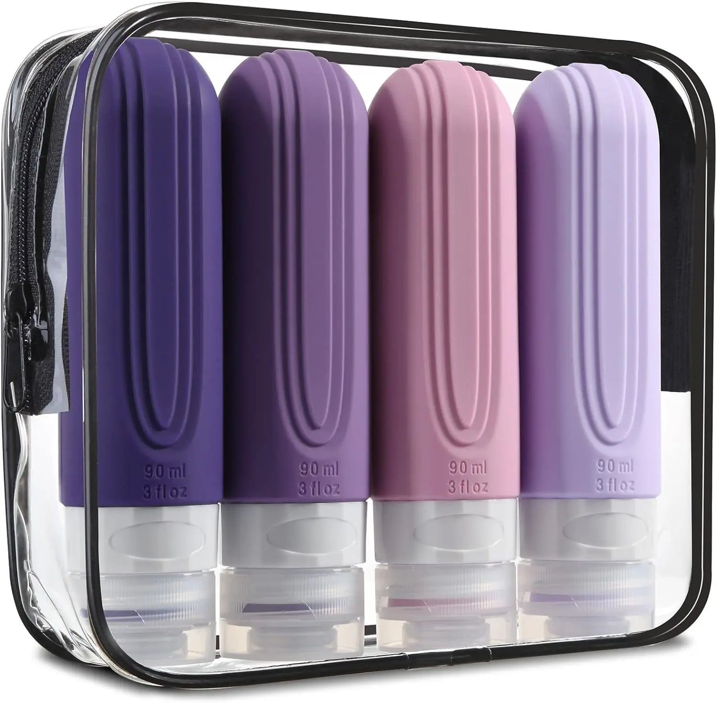 Silicone Travel Bottles Set Leakproof Refillable Squeeze Containers For Shampoo Conditioner Lotion 90ml