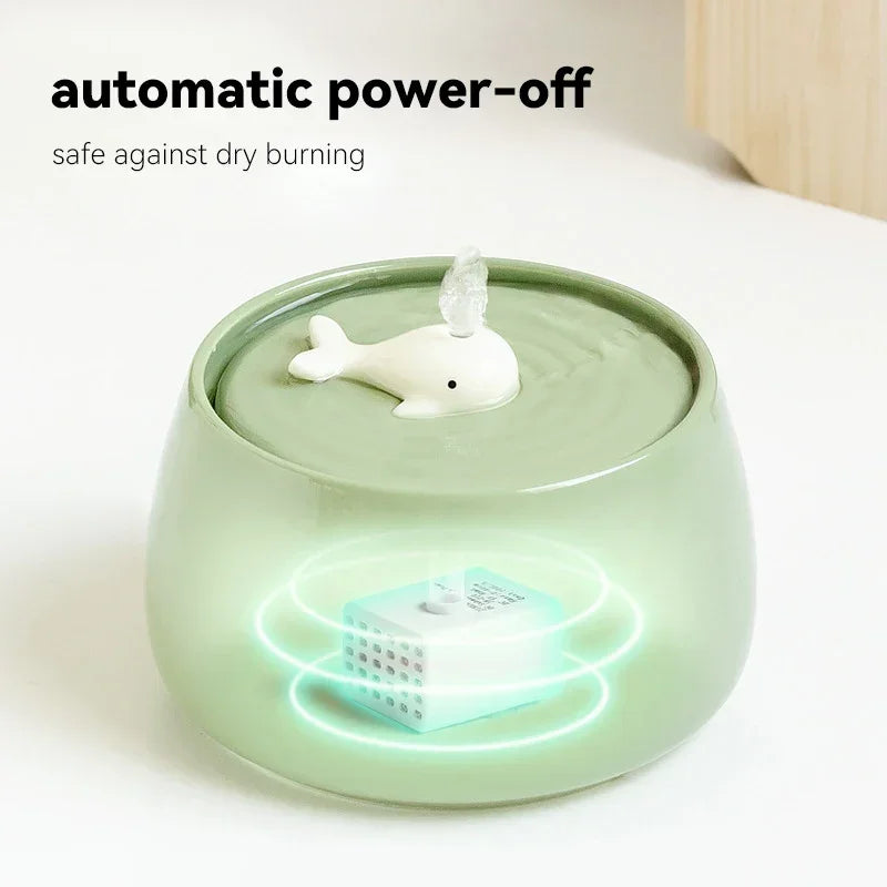 Cat Water Fountain 1300ml Ceramic USB Charging Pet Fountain With Filter And Wooden Stand Fall 2025 Continuous Hydration
