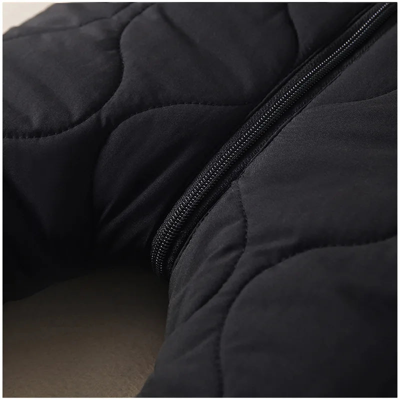 Close up detail of baby fleece lined hooded winter onesie