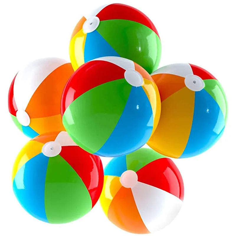 Colorful Inflatable Beach Balls Set of 3, 23cm Diameter, Durable PVC for Pool and Beach Fun, Ideal for Kids Aged 3 and Up