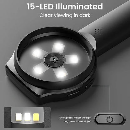 Digital Microscope 2.8-Inch IPS Screen Handheld, 1080P HD, 100X Zoom With 15 LEDs For PCB And Coin Examination