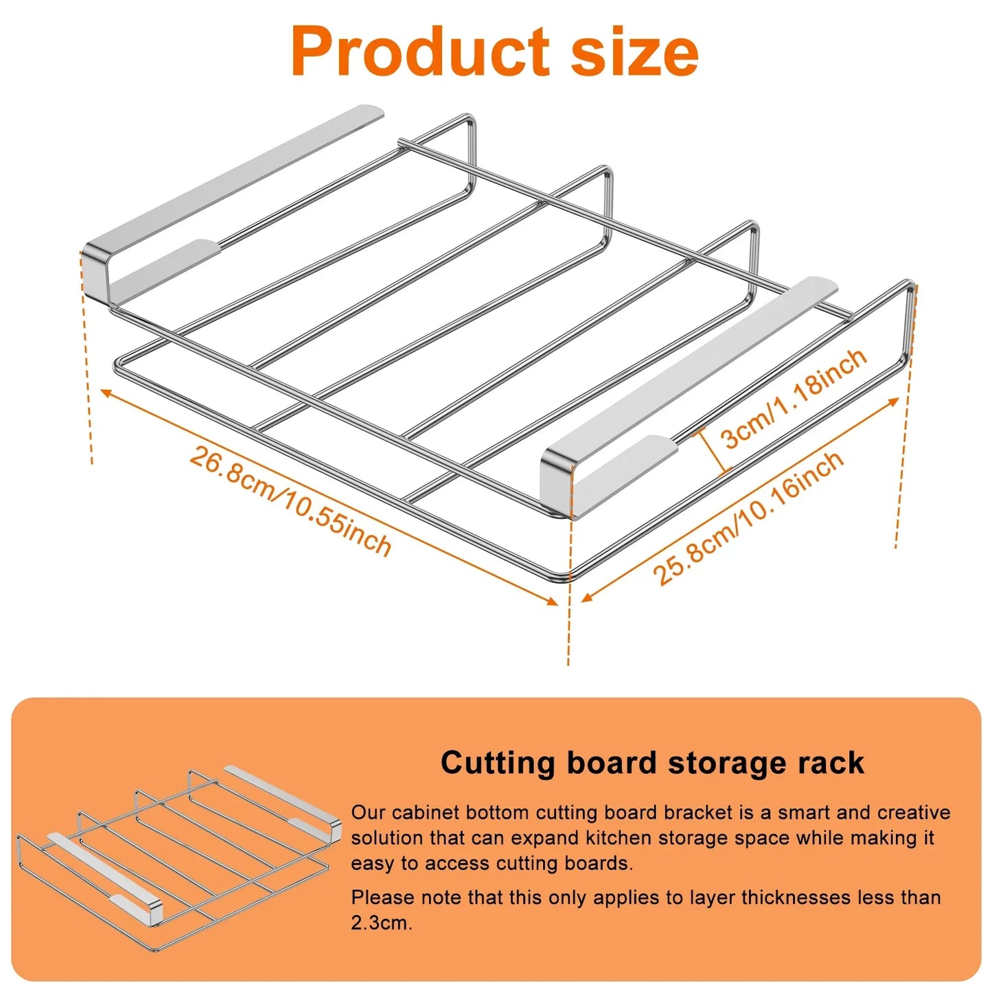 Under Cabinet Cutting Board Organizer Stainless Steel Hanging Rack Kitchen Space Saving Fall 2025 Countertop Saver