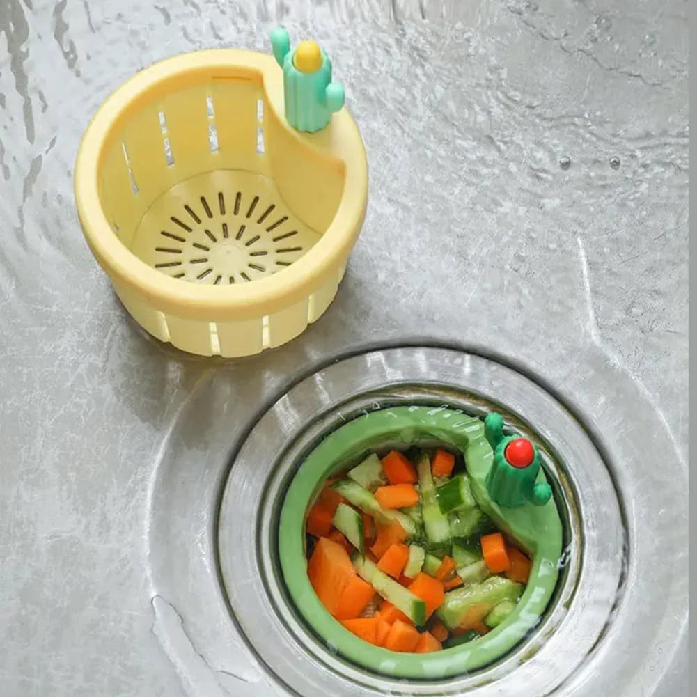 Kitchen Sink Drain Strainer With Handle Cactus Design ABS Plastic Waste Filter Eco Friendly 2026 Gift