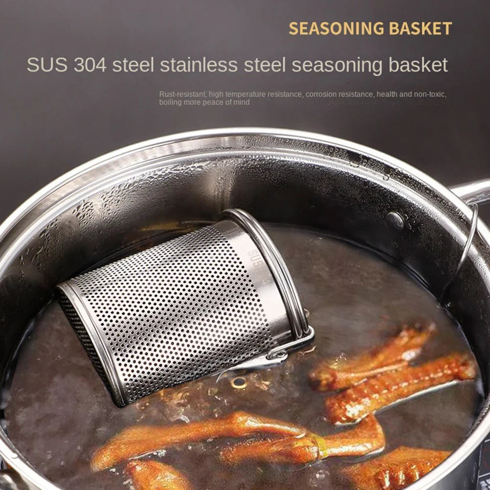 Seasoning Basket Fine Mesh Brine Strainer With Chain Hook Rust-Proof Kitchen Essential Fall 2026 Trend