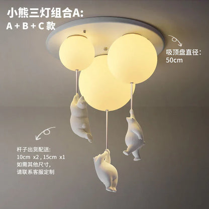 LED Ceiling Light Warm Cartoon Bear Design Kids Bedroom Ceiling Lamp Fall 2025 Cozy Nightlight Decor