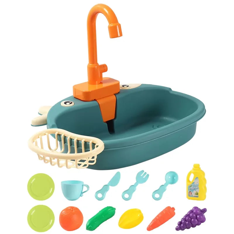 Variant image for Kids Play Kitchen Sink Set with Temperature Sensing Dishwasher and Safe ABS Material for Pretend Play Role-Playing Fun-2