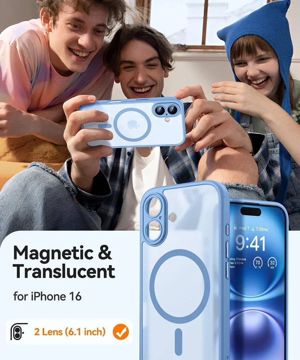 iPhone Case Magnetic Matte Translucent Armor MagSafe Compatible Shockproof Anti-Fingerprint Back To School 2026 Gift