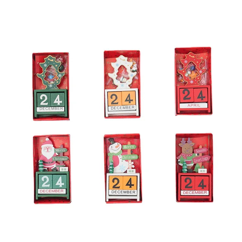 Christmas Wooden Countdown Calendar Ornament Tabletop Decor
