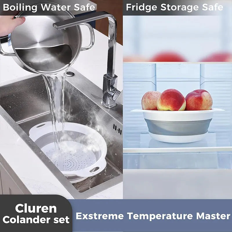 Foldable Colander Set Self-Draining Over Sink Kitchen Strainer Spring 2026 Easy Storage