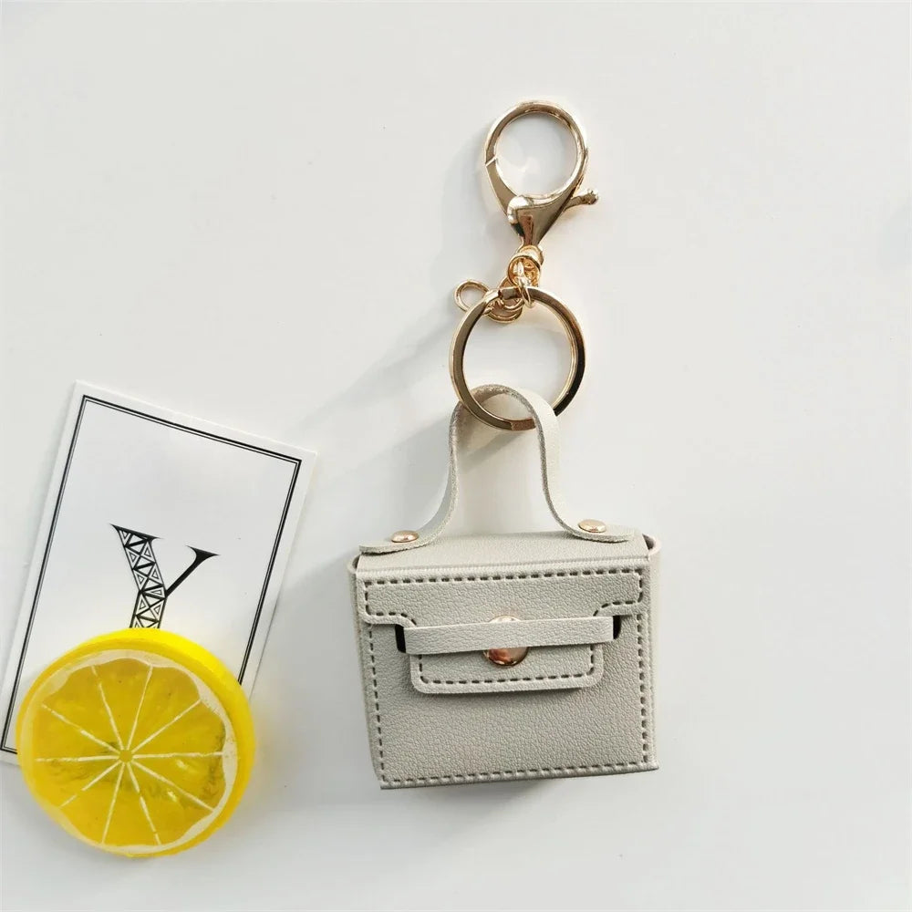 1+1 Free Birkin Inspired Mini Hand Bag - Solid Color PU Leather Coin Bag Keychain Charm