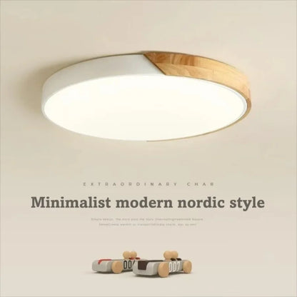 Japandi Led Ceiling Light Nordic Wood Modern Soft Glow Diffuser