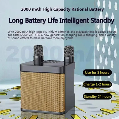 Bluetooth Speaker Karaoke System Portable Wireless 10W With 2 Microphones Outdoor Party Sound Fall 2025