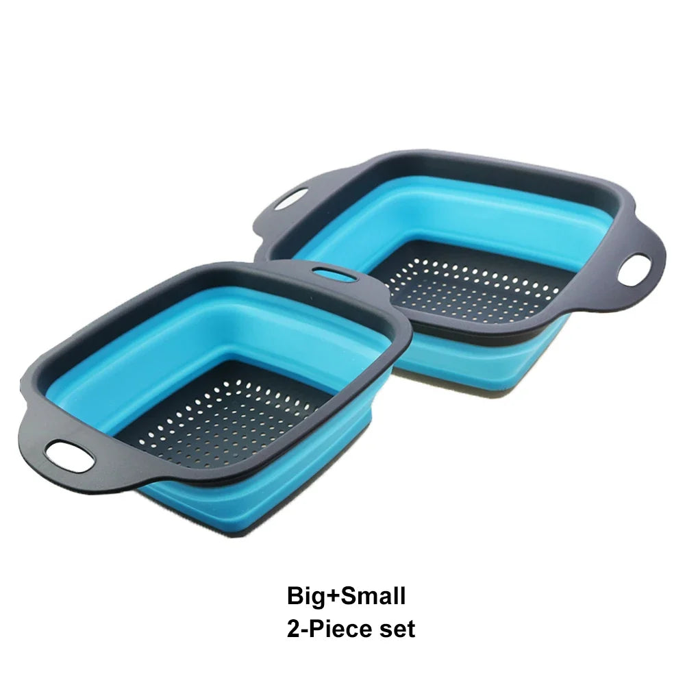 Silicone Folding Drain Basket 2-In-1 Collapsible Colander For Fruits And Vegetables Space-Saving Kitchen Tool Fall 2026