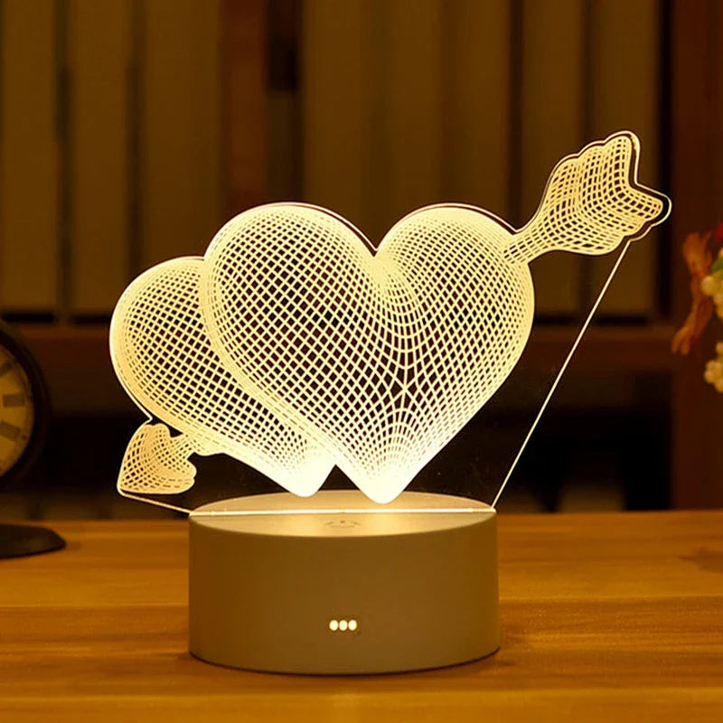3D Romantic LED Night Light Lamp - Kids Bedroom Decor, A Unique Valentine's Day Gift for Weddings