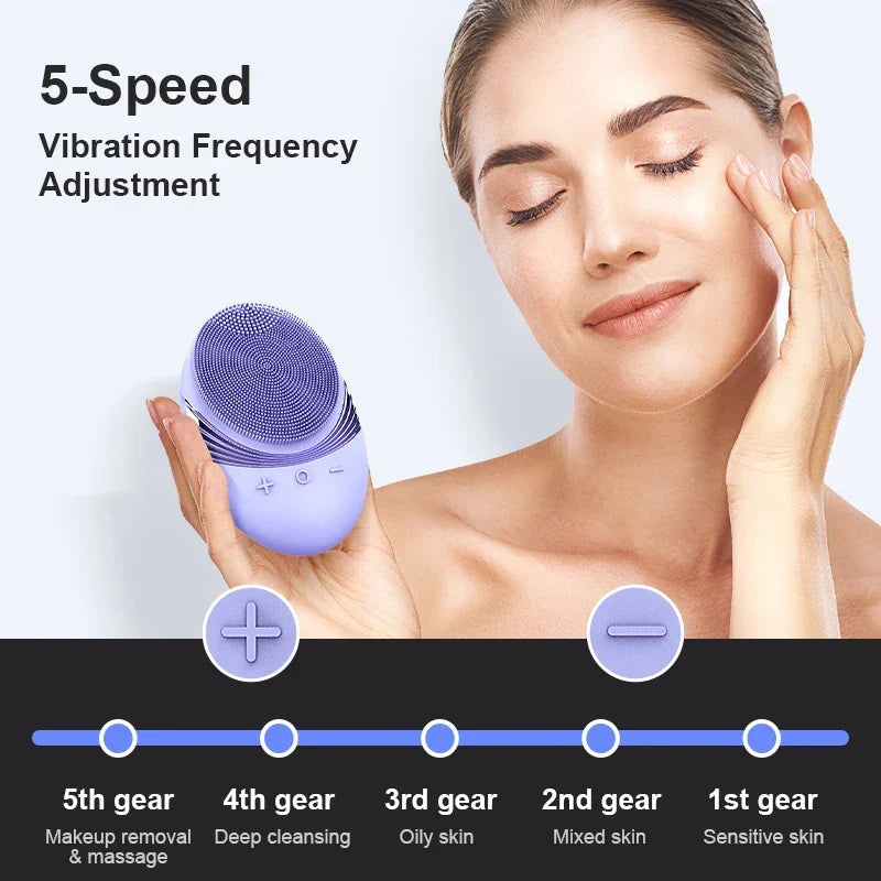 Electric Silicone Facial Cleansing Brush Sonic Vibration For Deep Cleaning And Gentle Exfoliation Spring 2026 Trend
