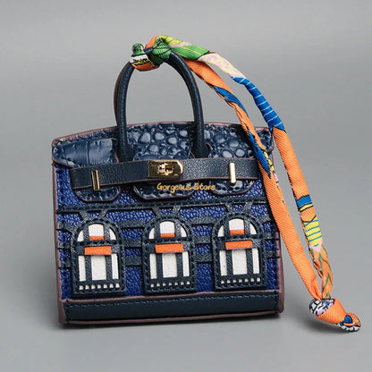 Birkin Inspired Mini Hand Bag - Platinum Bag Charm