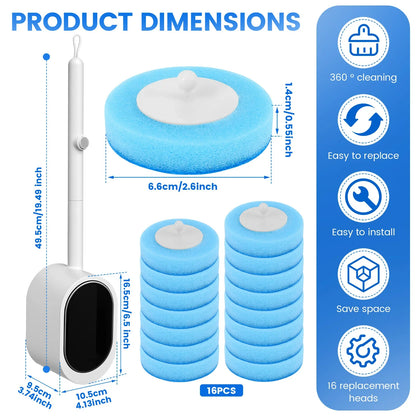 Disposable Toilet Brush Set Wall Mounted Long Handle Hygienic Bathroom Cleaning Kit With 16 Refill Heads Fall 2026